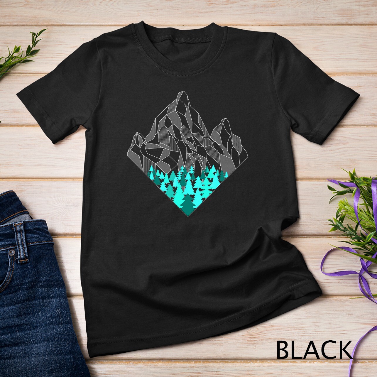 Minimal Mountains Geometry Outdoor Hiking Nature T-shirt Unisex T-shirt