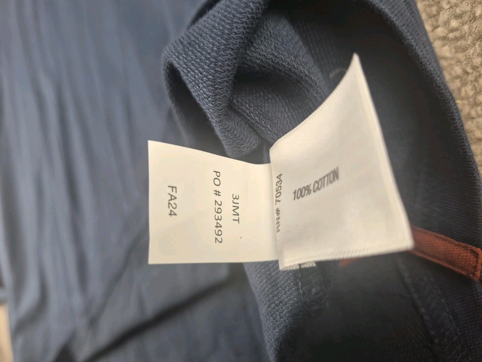 Orvis Midweight T-shirt Men Sz XXL Dark Navy/Peach Long Sleeves Cotton Pocket