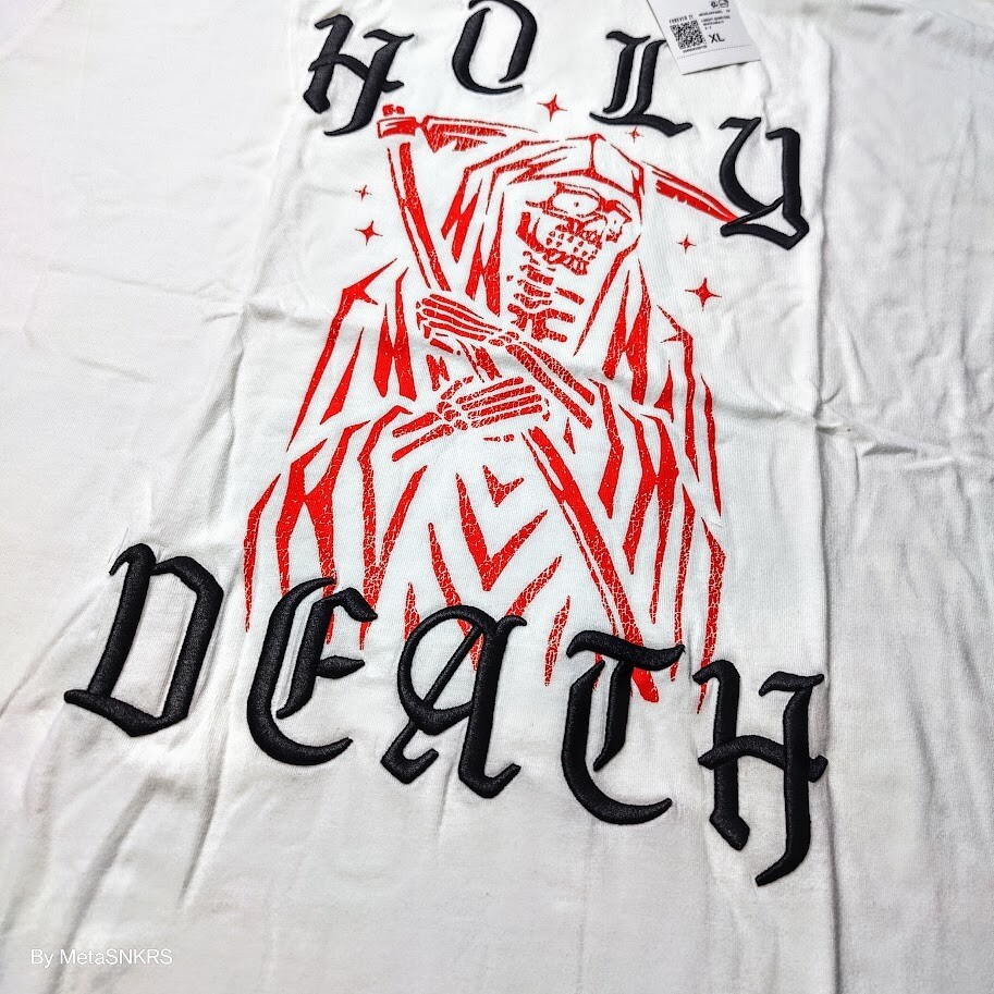 Forever 21 2XL Men’s T Shirt White Red Black Reaper Graphic Embroidered NWT
