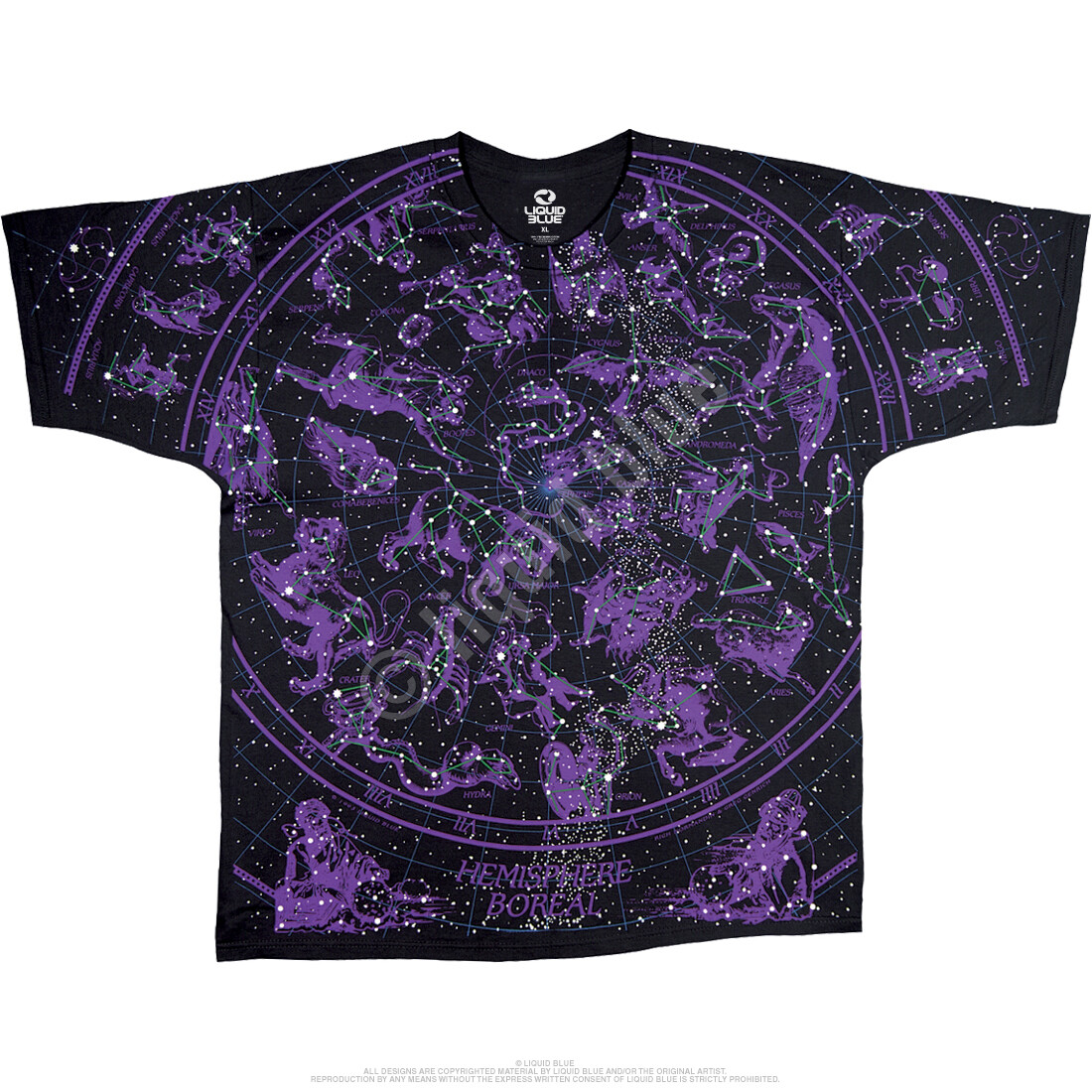 CONSTELLATION-GLOW N THE DARK STARS-OVERALL-2 Side T-SHIRT S-M-L-XL-2X Telescope