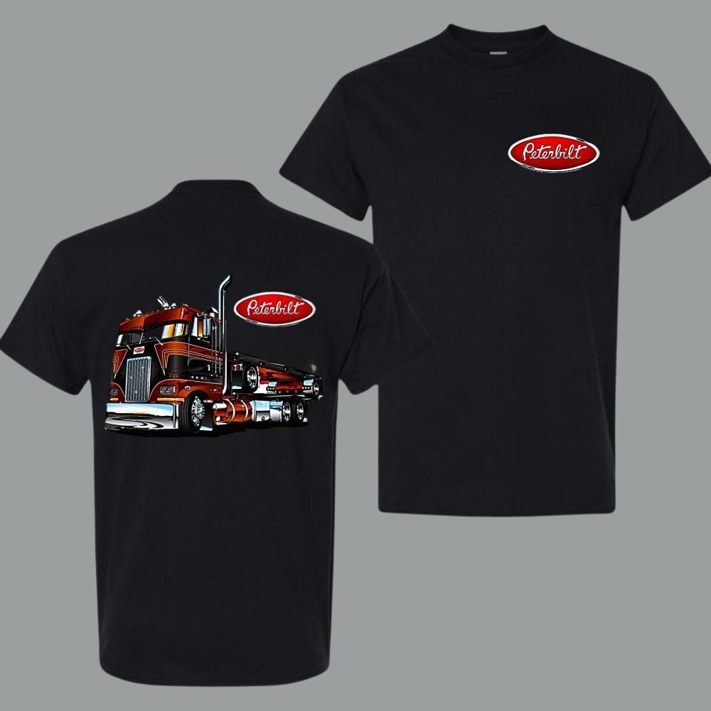 Peterbilt Semi Truck T Shirt Vintage Big Rig Trucker Graphic Driver Tee