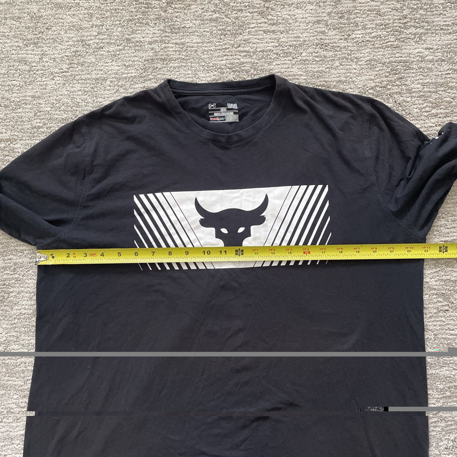 Under Armour Project Rock Mens Large HeatGear T Shirt Gym Training Black White