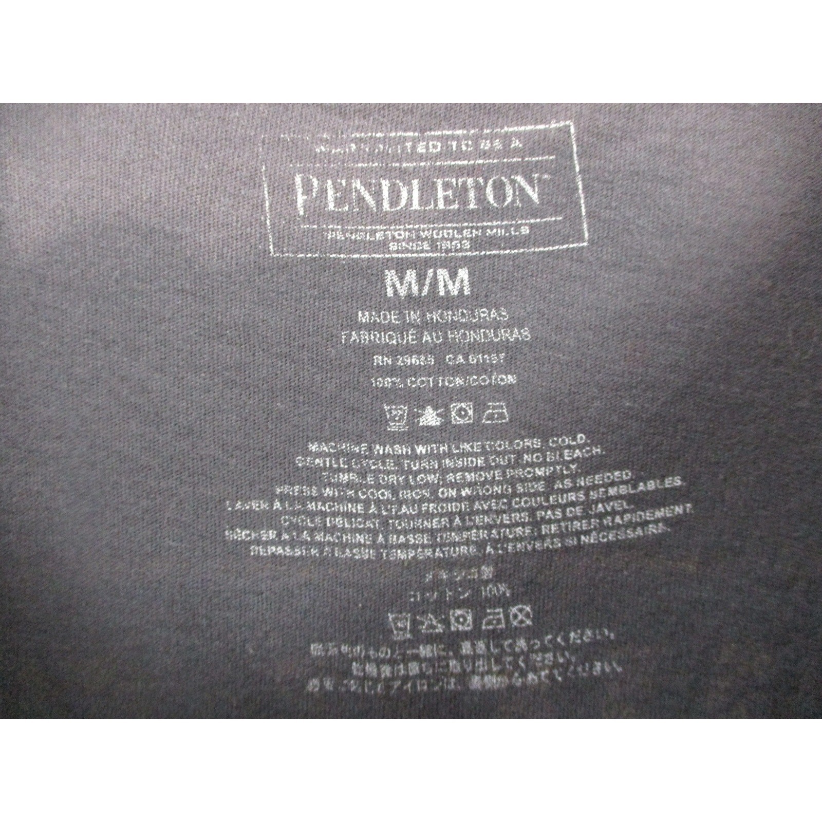 Pendleton Mens Graphic T-Shirt Gray Western Wear Horse Cowboy Logo Size M