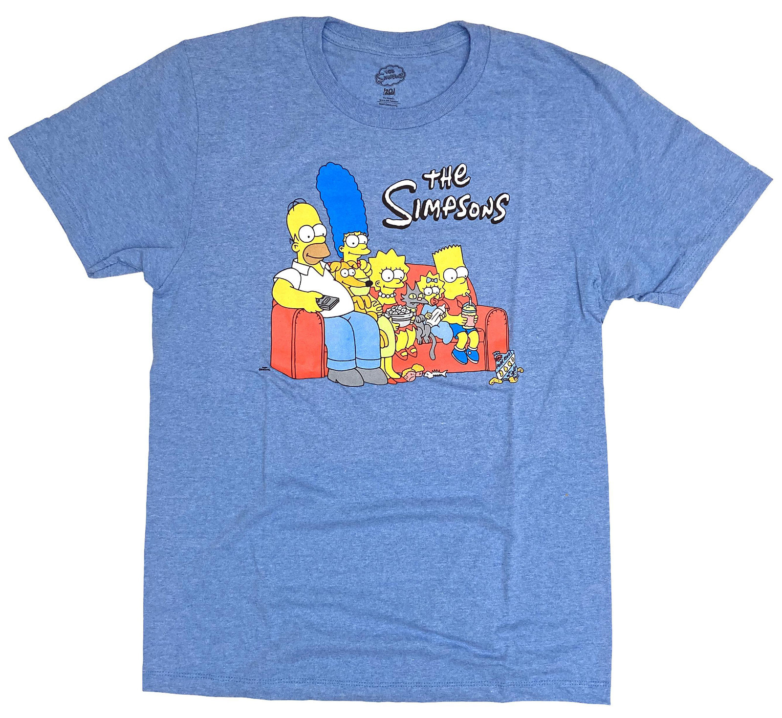 The Simpsons Family Couch Men’s Blue Heather T-Shirt New