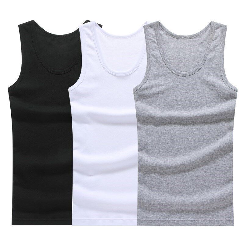 Men’s 100% Cotton Tank Top A-Shirt Wife Beater Ribbed Undershirts Size: S-4XL