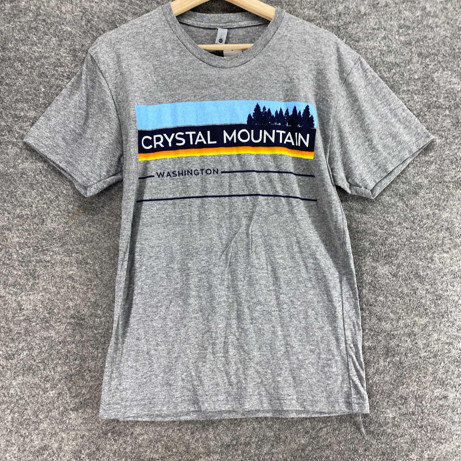 New Next Level T-Shirt Men S Gray Striped Crew Neck Short Sleeve Pullover