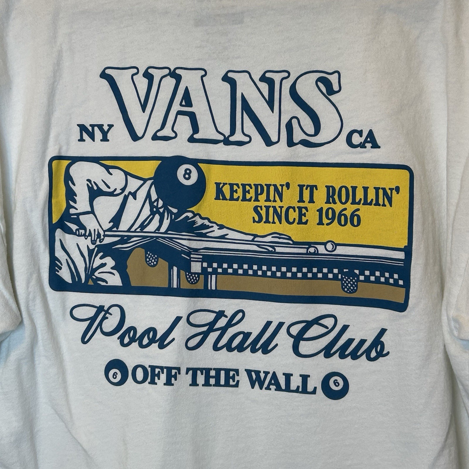 VANS Keepin It Rollin Shirt Large Pool Hall Club NY CA Skater Billiards BG42