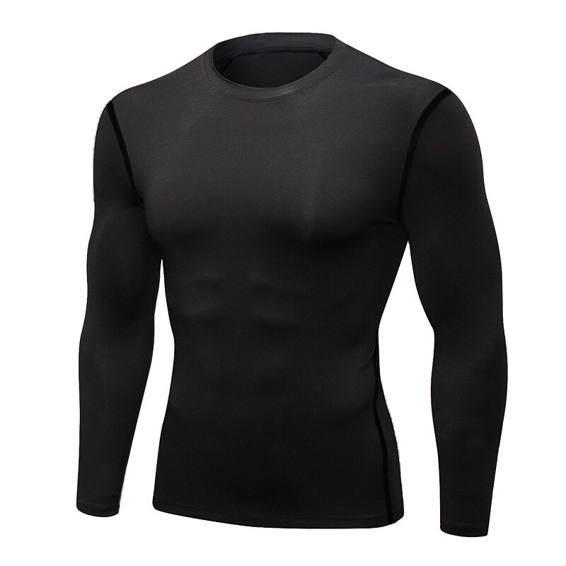 Men Compression Training Shirt Thermal Underwear Layer Workout Tops Long Sleeves