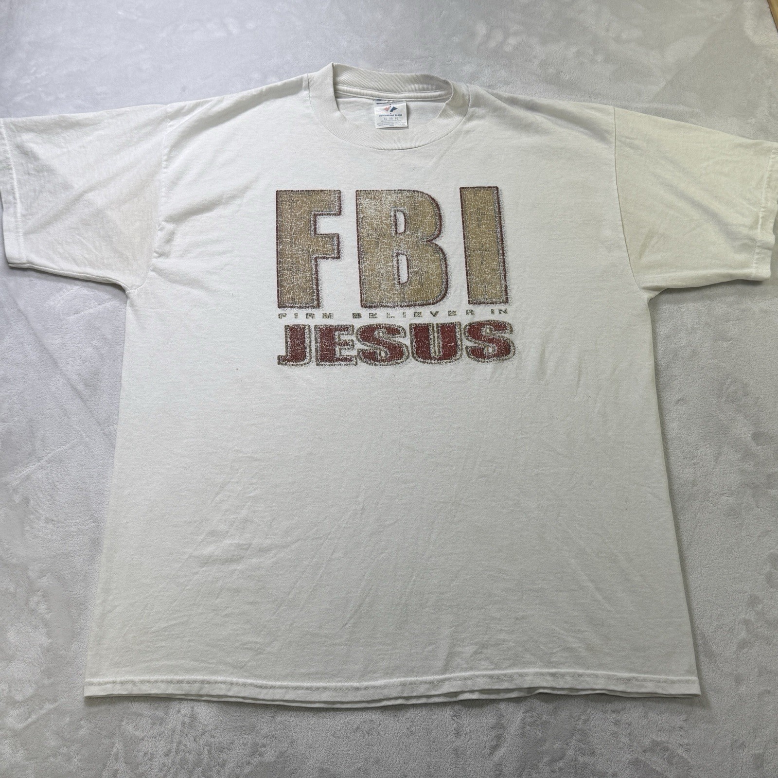 Vintage FBI Firm Believer In Jesus T Shirt XL Jerzees Religious Tee