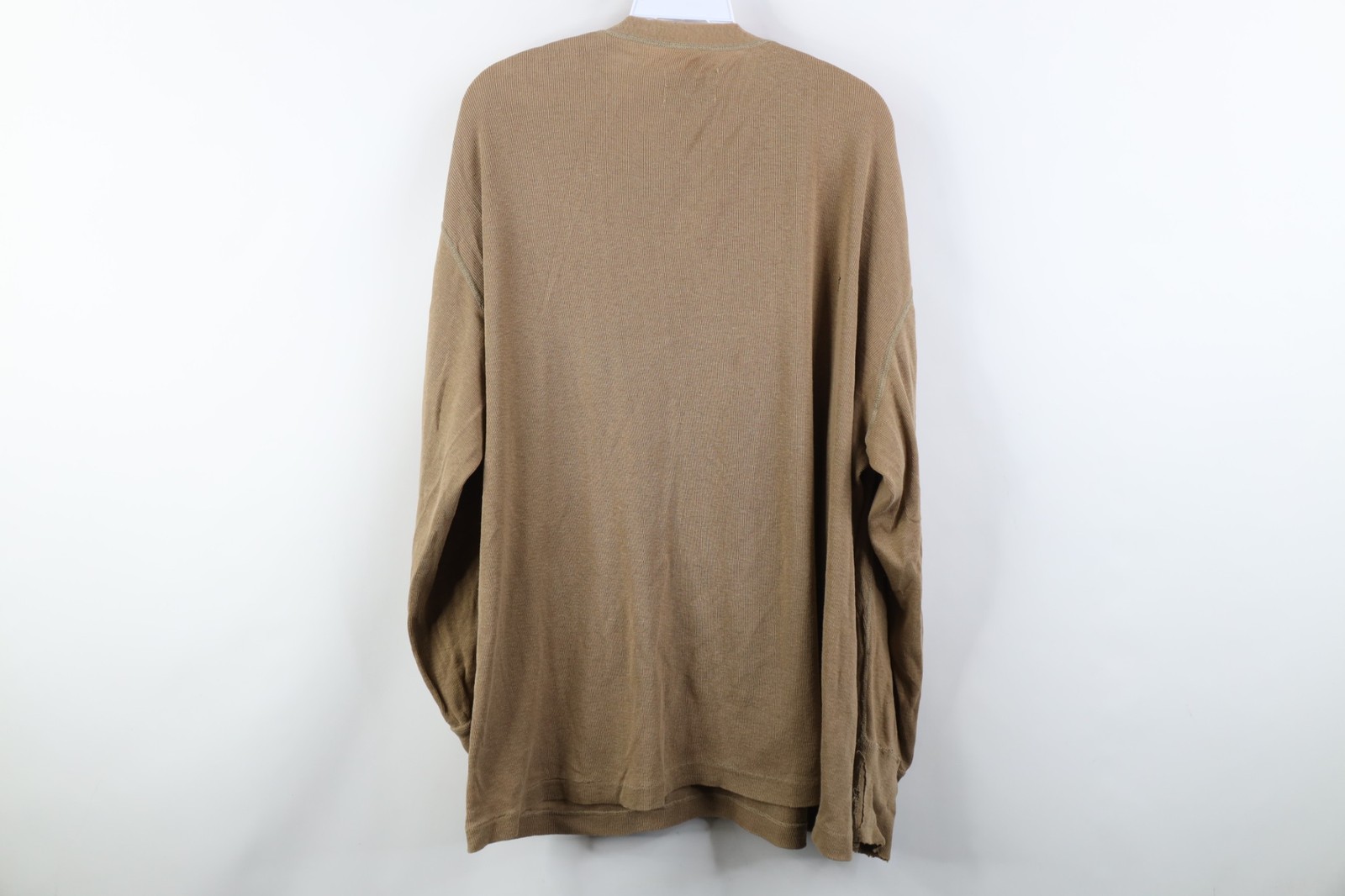 Vtg USGI Mens XL Thrashed Wool Blend Ribbed Knit Henley Undershirt T-Shirt USA