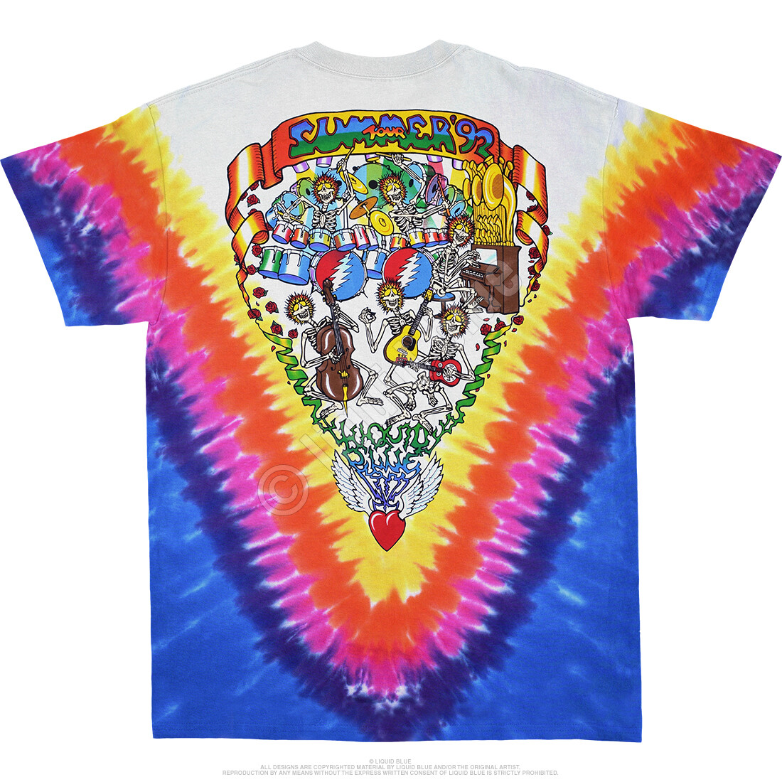 GRATEFUL DEAD-SUMMER TOUR 92-2 Sided TIE DYE T-SHIRT S,M,L,XL,2X,3X Garcia,Wier