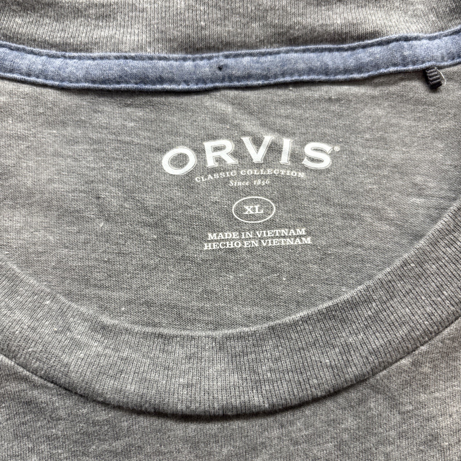 Orvis Patriotic Dog Graphic T-Shirt Gray Short Sleeve XL USA Flag 1856