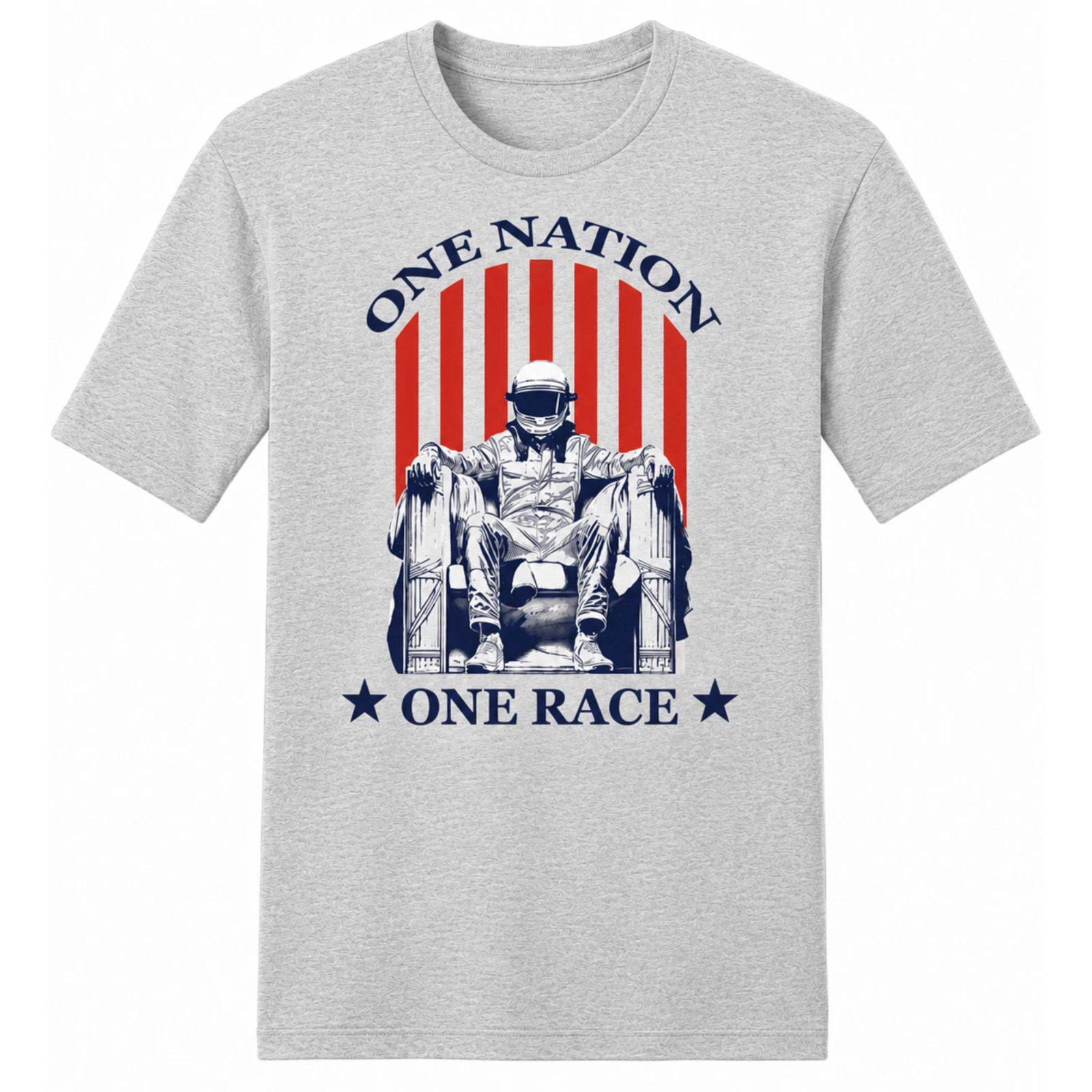 One Nation One Race Graphic Tee Vintage Helmet Print T-Shirt