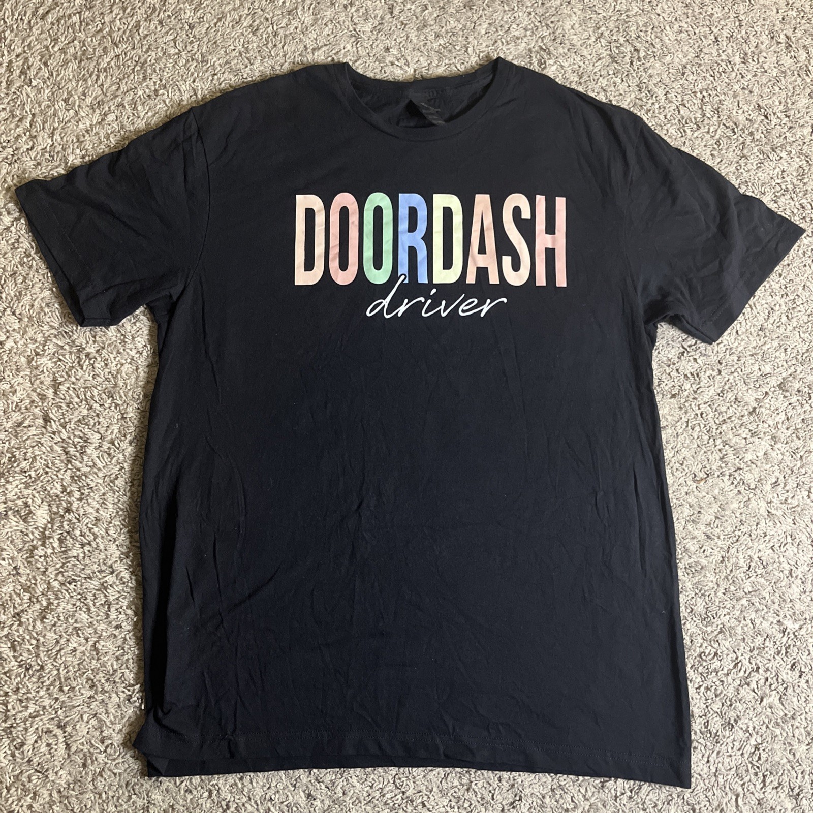 Doordash Driver Shirt Mens Size L Large Black Service Delivery Uniform Novelty