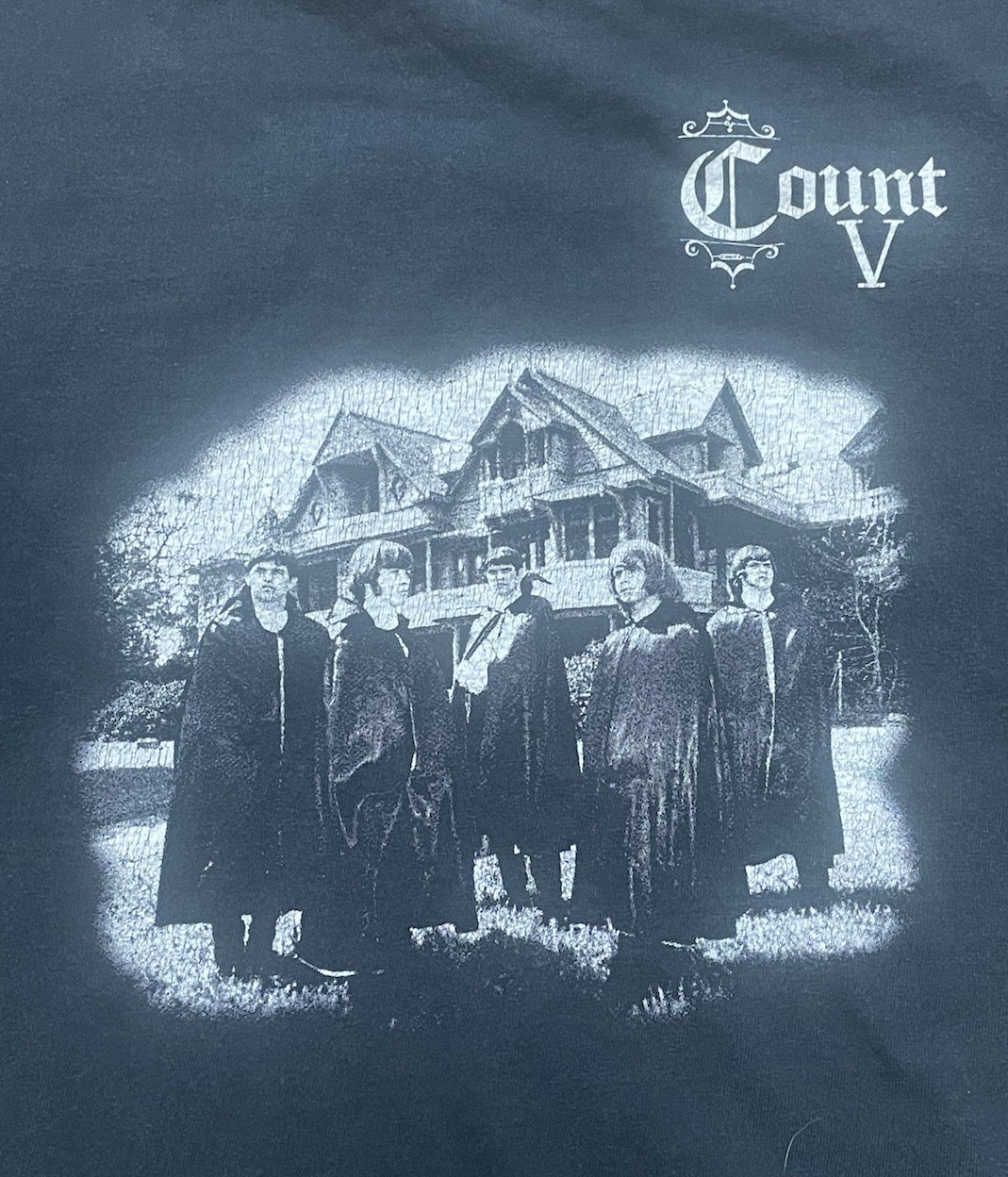 Hanes Beefy-T Men’s XL Black Count V Gothic Double-Sided Graphic Crew Neck Tee