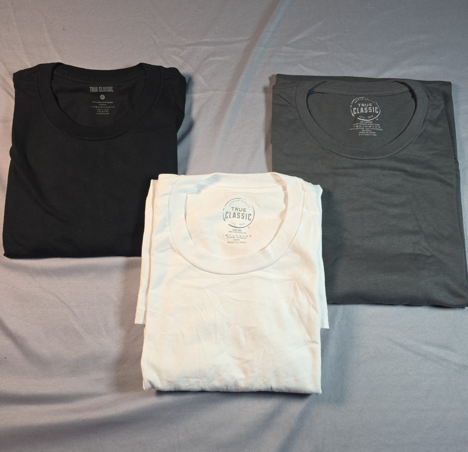 True Classic Crew Neck (3 pack) extra large XL Black, Gray, White
