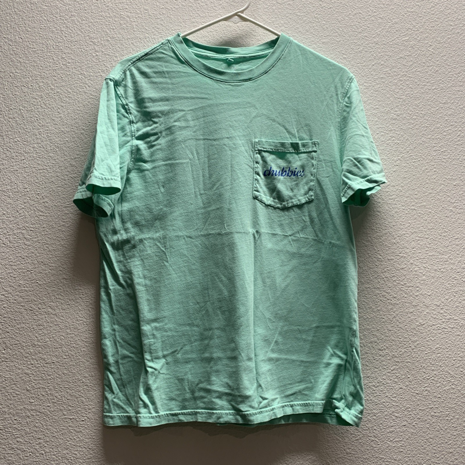 Chubbies THE WEEKEND HAS ARRIVED Mint Green Pocket Tee T Shirt MENS SIZE SMALL