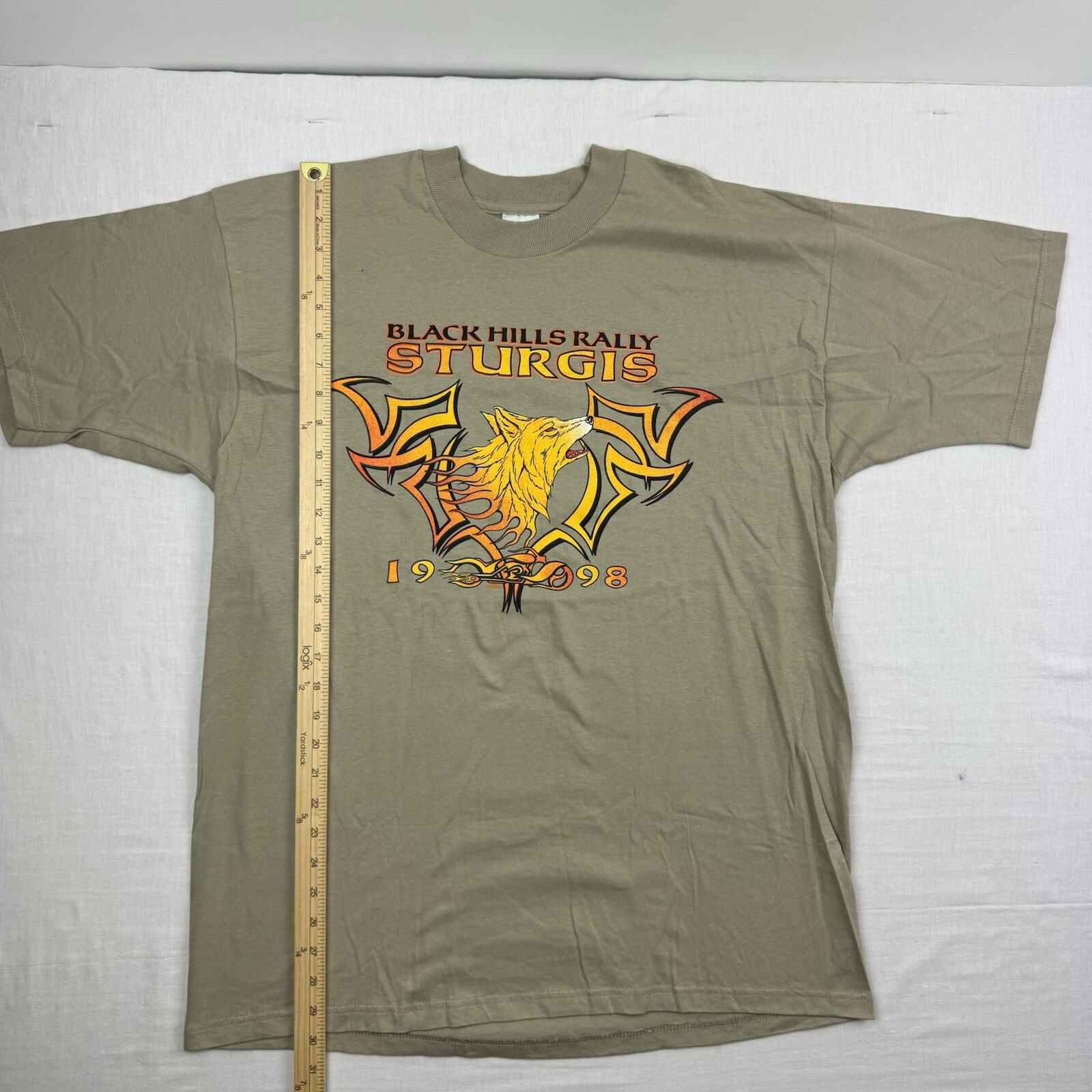 Vintage Sturgis T Shirt Adult XL Tan Black Hills Biker Rally 1998 Motorcycle 90s