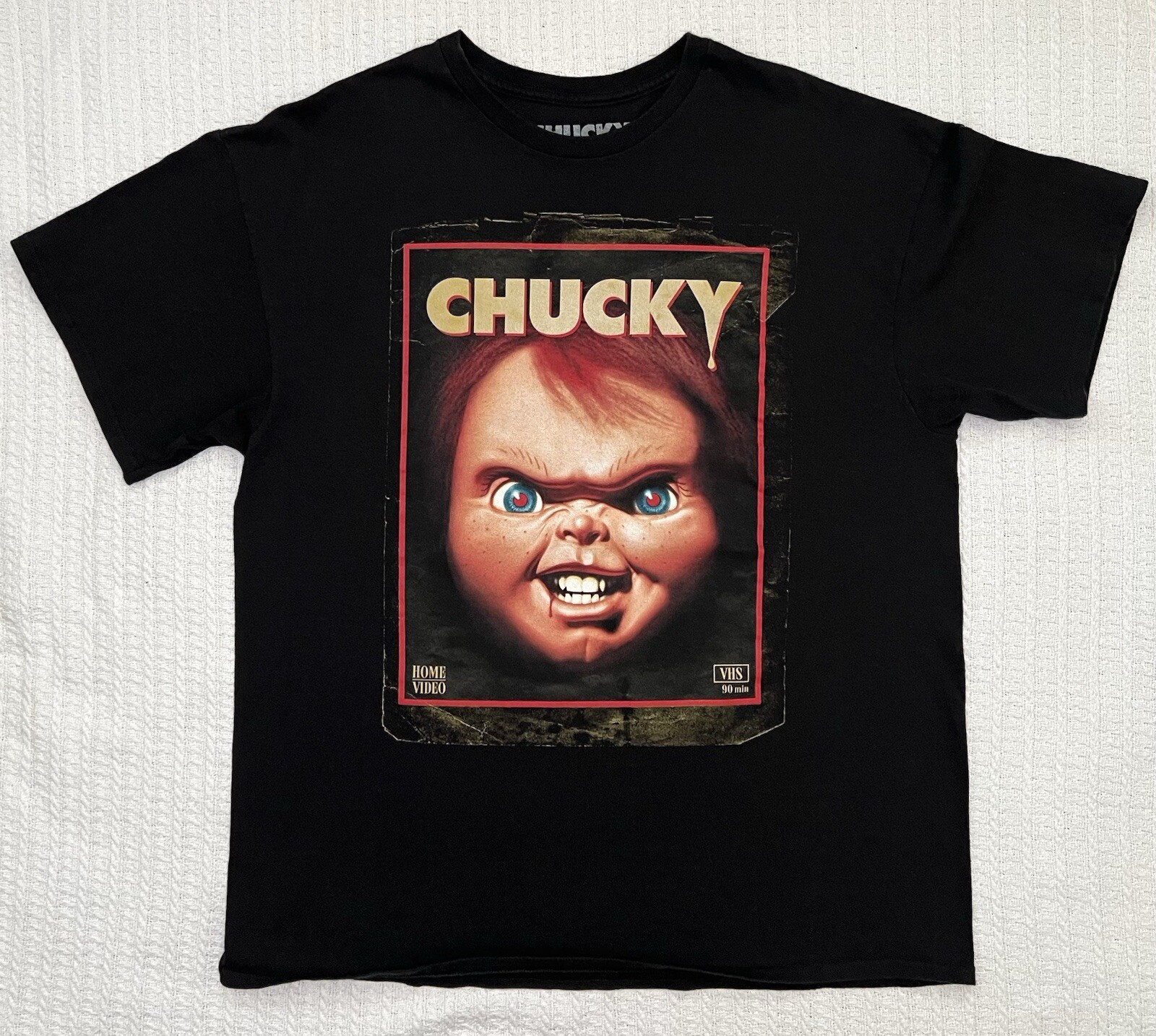 Chucky Childs Play Wanna Play 1988 VHS Cover Mens Shirt LG 22” X 29”
