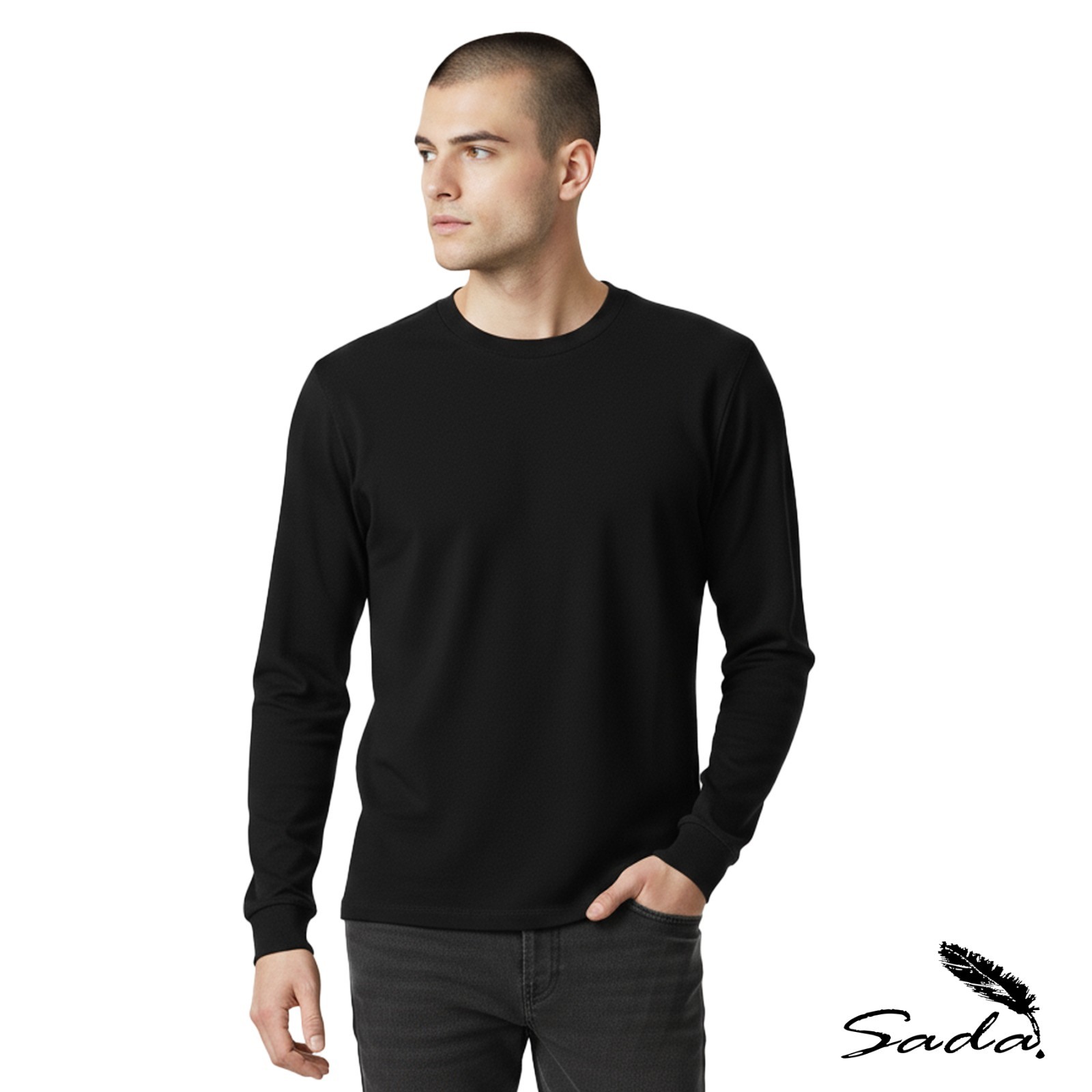 Sada Long Sleeve T-Shirts 6-Pack Men’s Plain Cotton Crew Neck Tees S–6XL