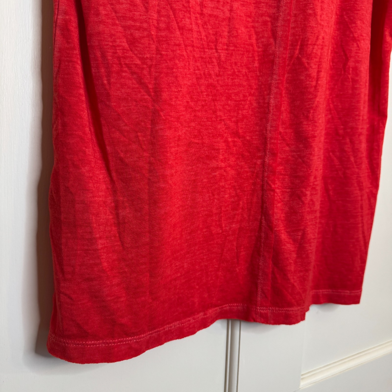 ELEVENPARIS Semi Sheer Raw Neckline and Hem Red Crewneck Tee Men’s Medium