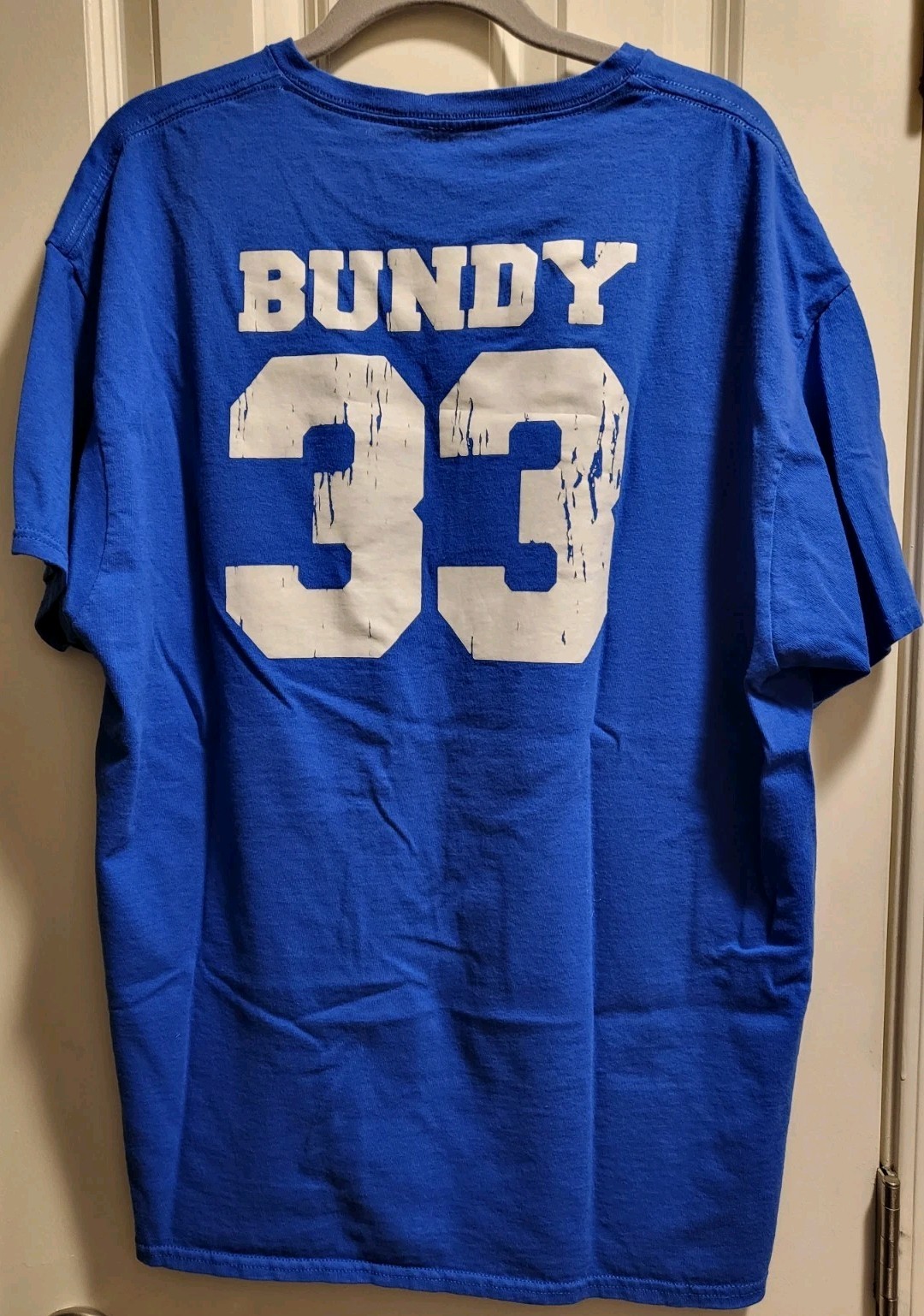Al Bundy Polk High Football Jersey TShirt #33 Blue And White Size Large NOMAAM