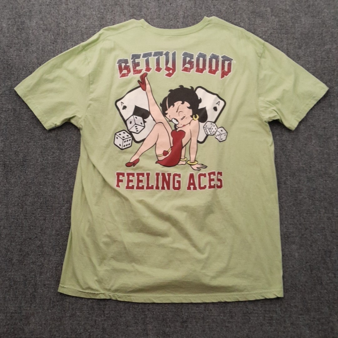 Betty Boop T Shirt Mens XL Green Feeling Aces Cards Dice Retro 30s Gambling
