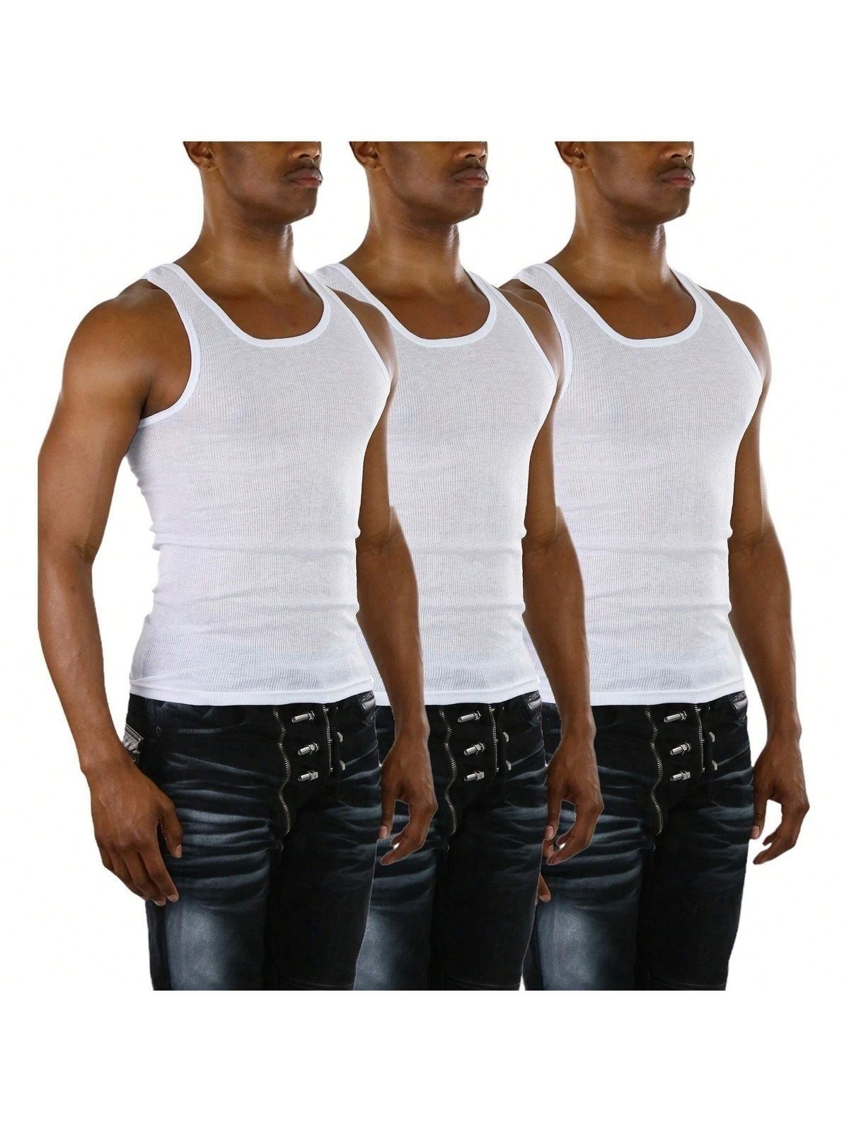 ToBeInStyle Men’s Slim Fit Shallow Scoop Neck Sleeveless A-Shirts
