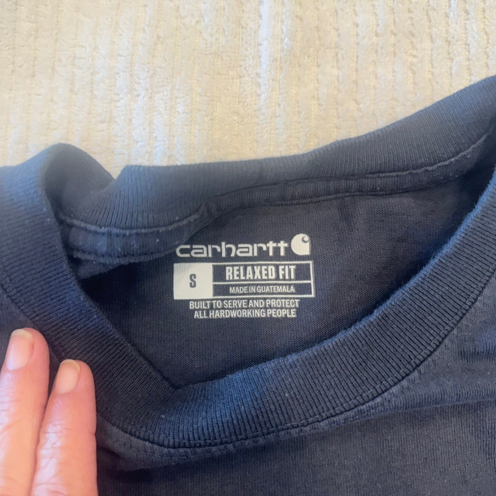 Carhartt Mens Relaxed Fit Pocket T-Shirt Navy Blue Graphic 1889 TK6148-M Small