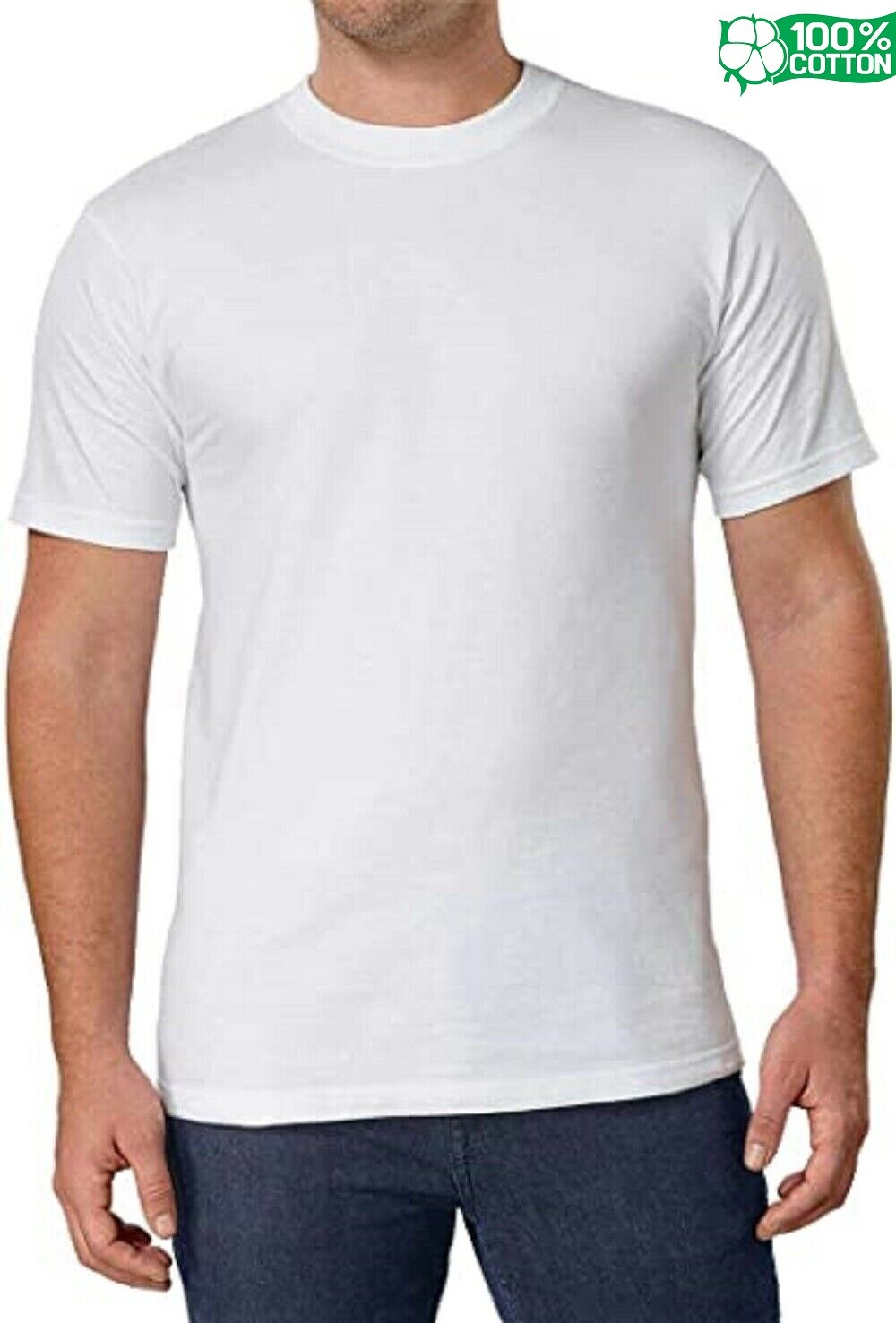 GEMROCK SHORT SLEEVES WHITE T-SHIRT CREW NECK x 2 PCS