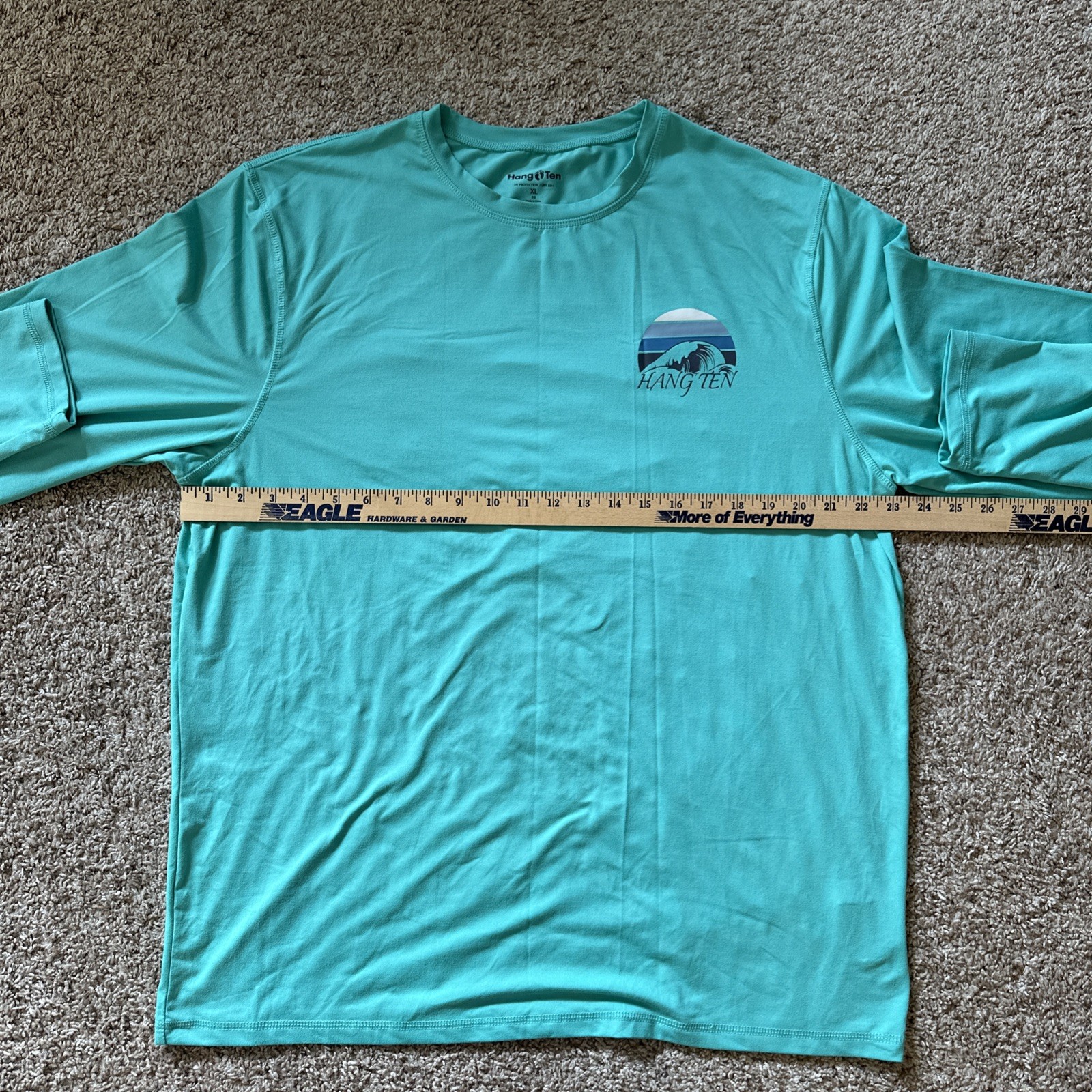 HangTen Rash Guard Men’s XL Green Swim Shirt Long Sleeve Beach UV 50+ Protection