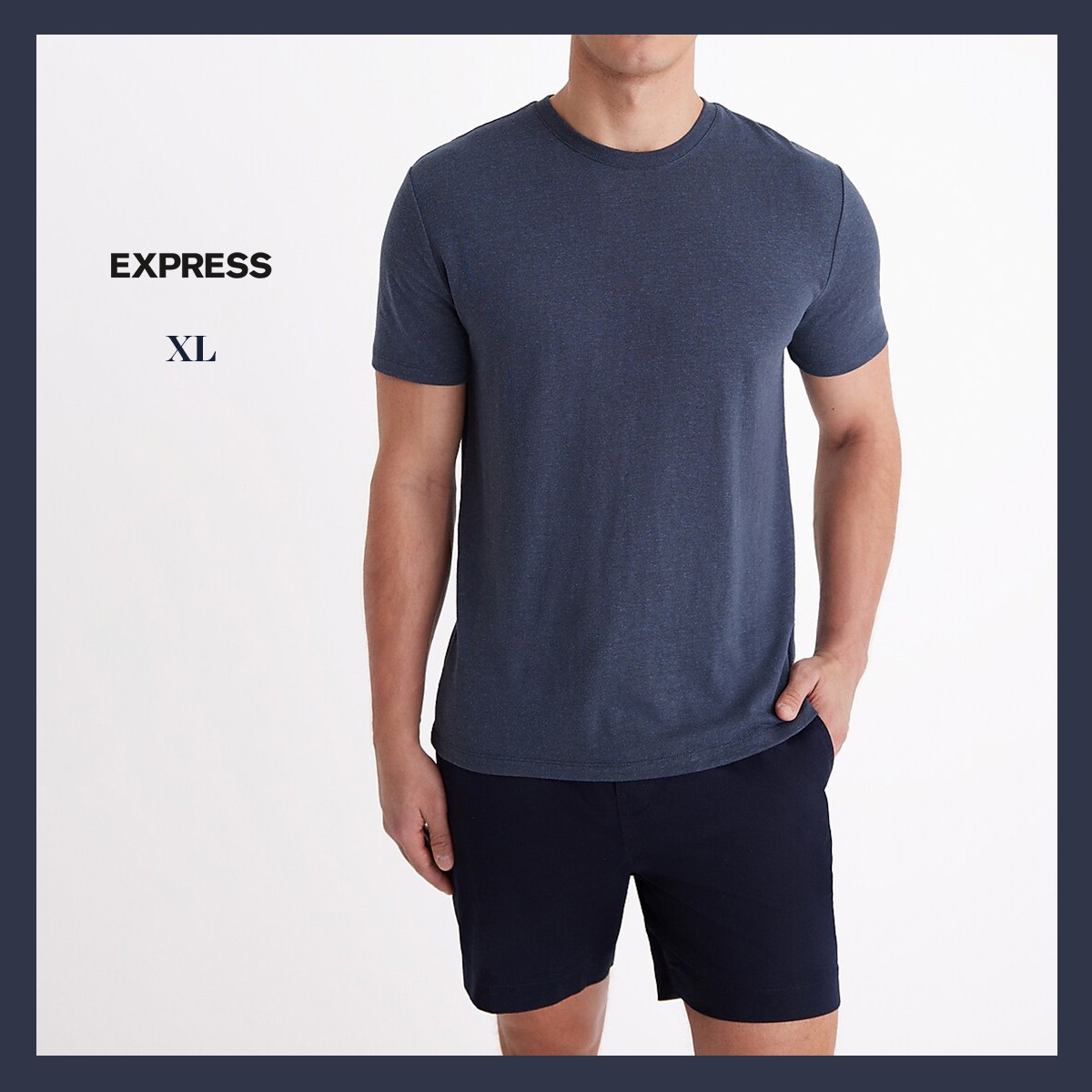 NWT – EXPRESS Men’s Navy Linen-Blend Pocket Short Sleeve Shirt Sz XL – $38