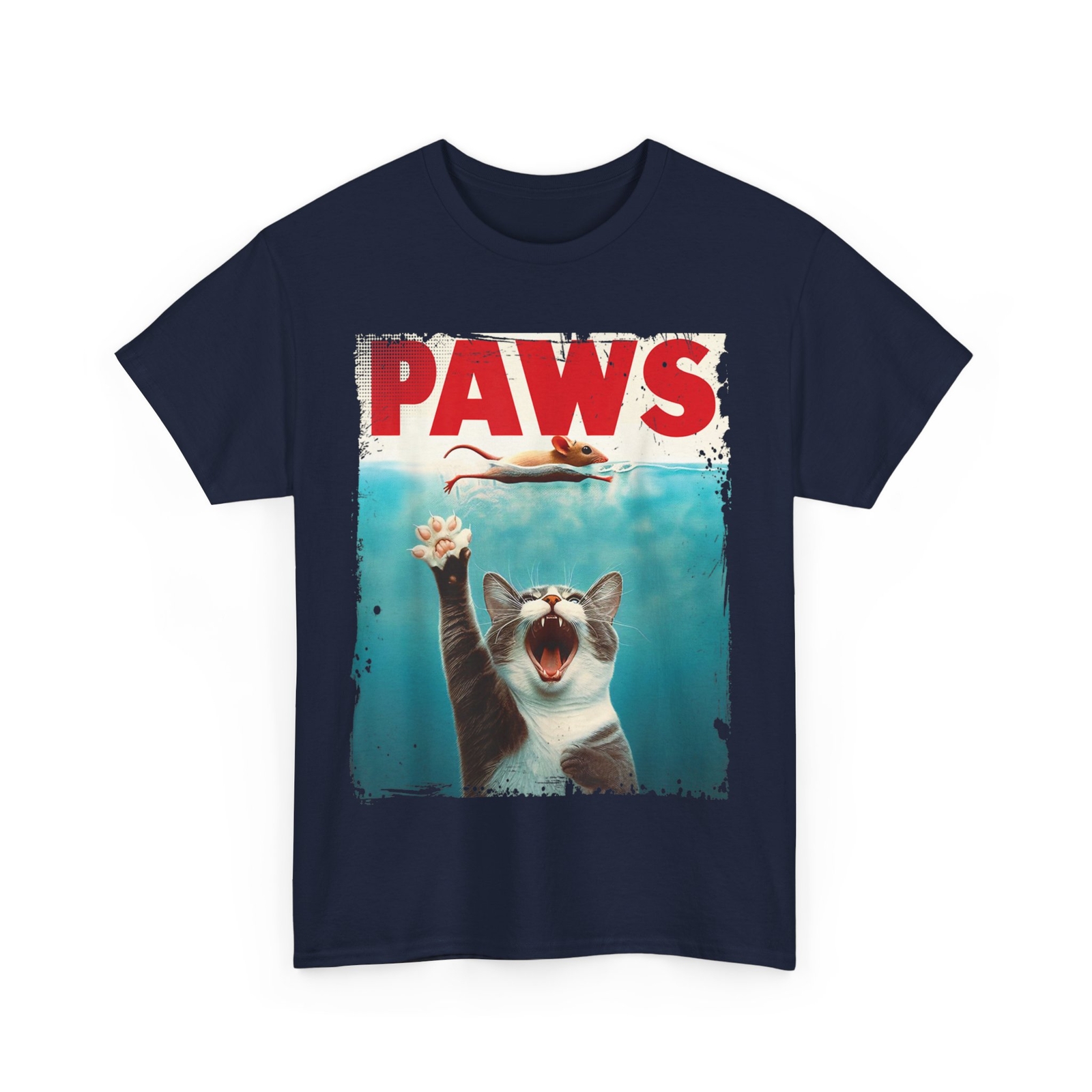 PAWS Parody Cat Mouse Humorous Cat Chasing Mouse Kitten T-Shirt