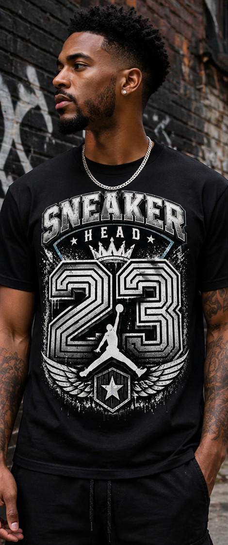 Mens Big 8XL Sneakerhead 23 Graphic Tee Shirt Streetwear Greystone Fit