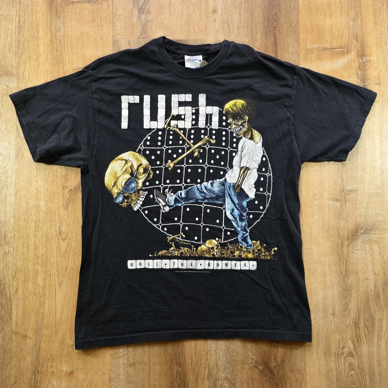 Vintage 91 Rush Roll The Bones Tour T-Shirt Black Hanes Heavyweight Rock Band XL