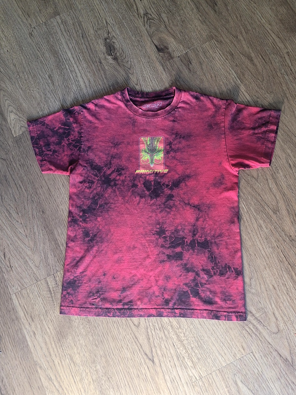 Primitive x Dragon Ball Z Men’s Shenron Red/Black Tie Dye Crew Neck Tee L
