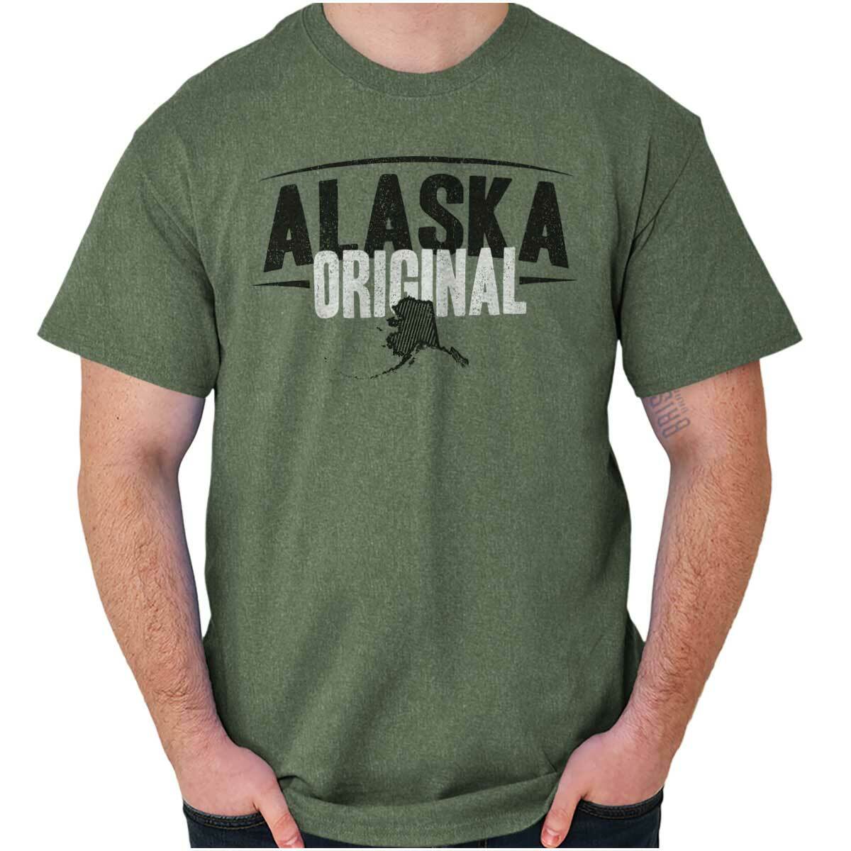 Alaska Original Souvenir Tourist State AK Adult Short Sleeve Crewneck Tee