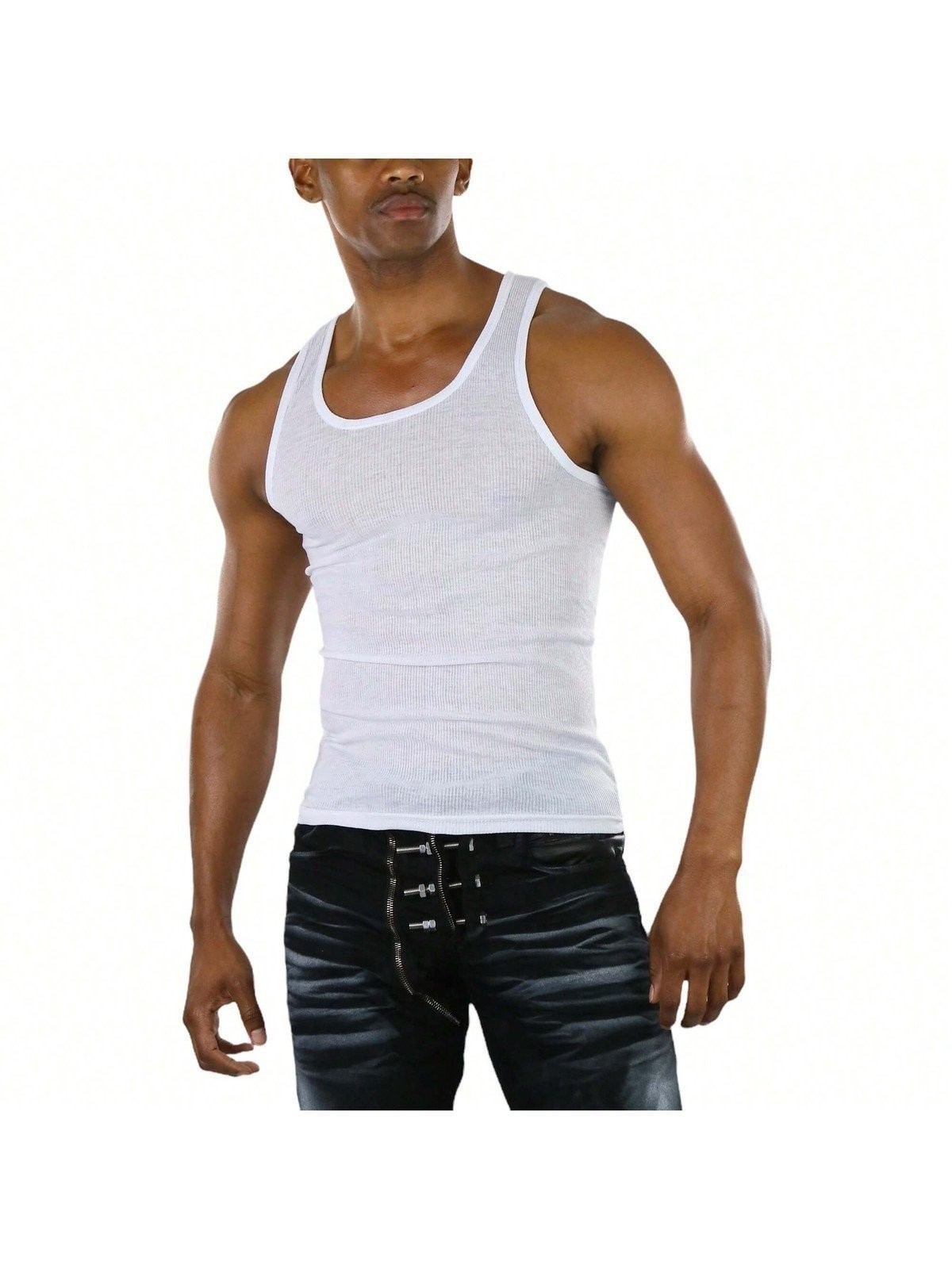 ToBeInStyle Men’s Slim Fit Shallow Scoop Neck Sleeveless A-Shirts