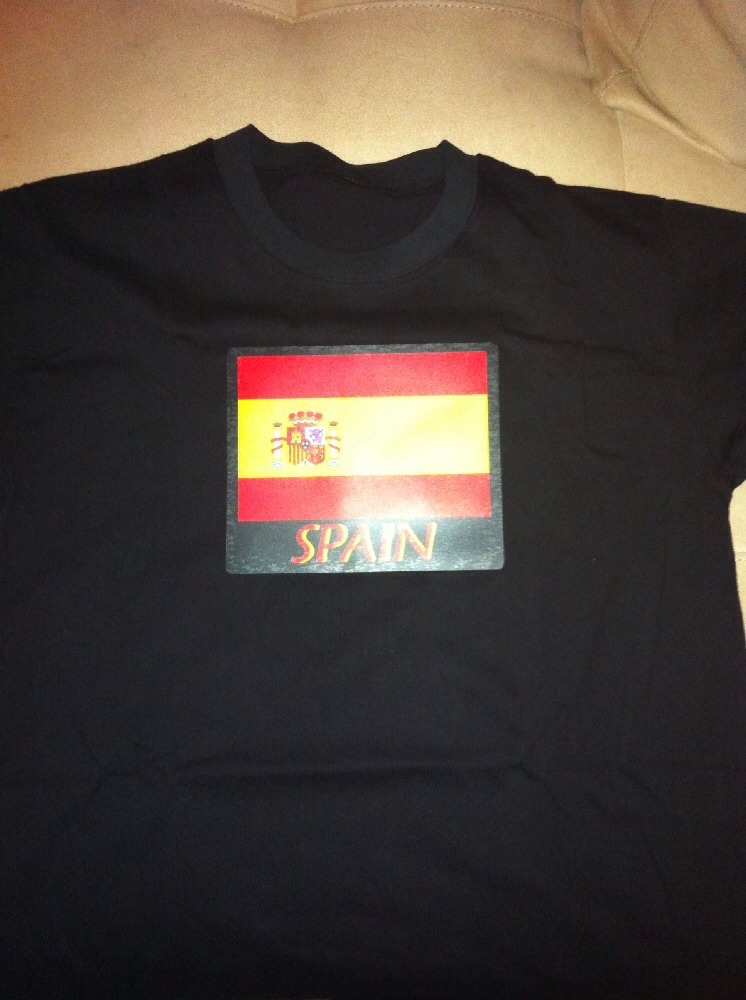Spain LED Flag EQ Sound Activated Flashing LED Design T-Shirt All size in stock
