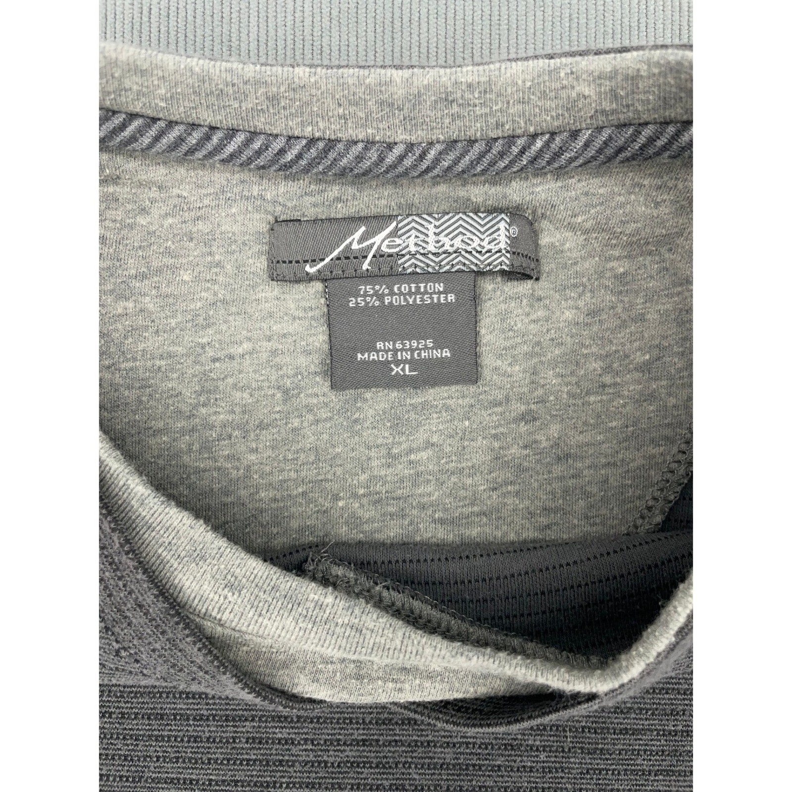 Method Mens XL Charcoal Gray Micro Stripe V-Neck Long Sleeve Pullover Shirt