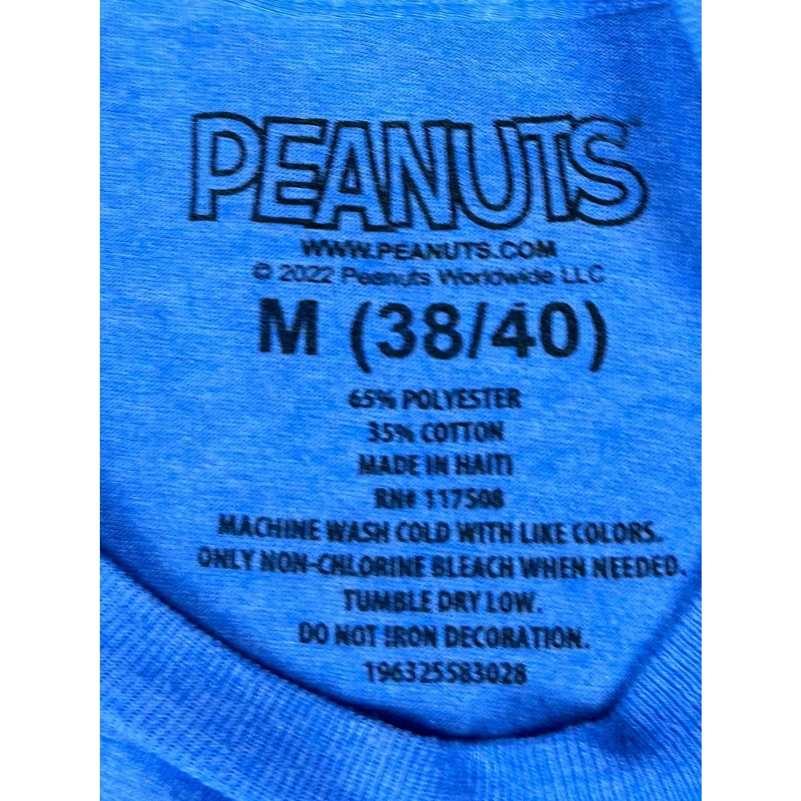Peanuts Snoopy Please Don’t Make Me Do Stuff T-Shirt Graphic Tee Blue Men Size M