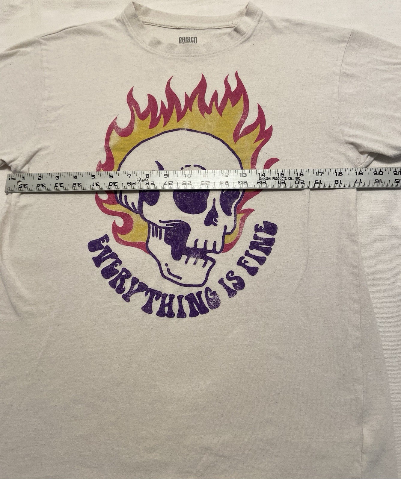 Brisco Brands “Everything Is Fine” Skull Distressed T Shirt. Vintage. Size Large