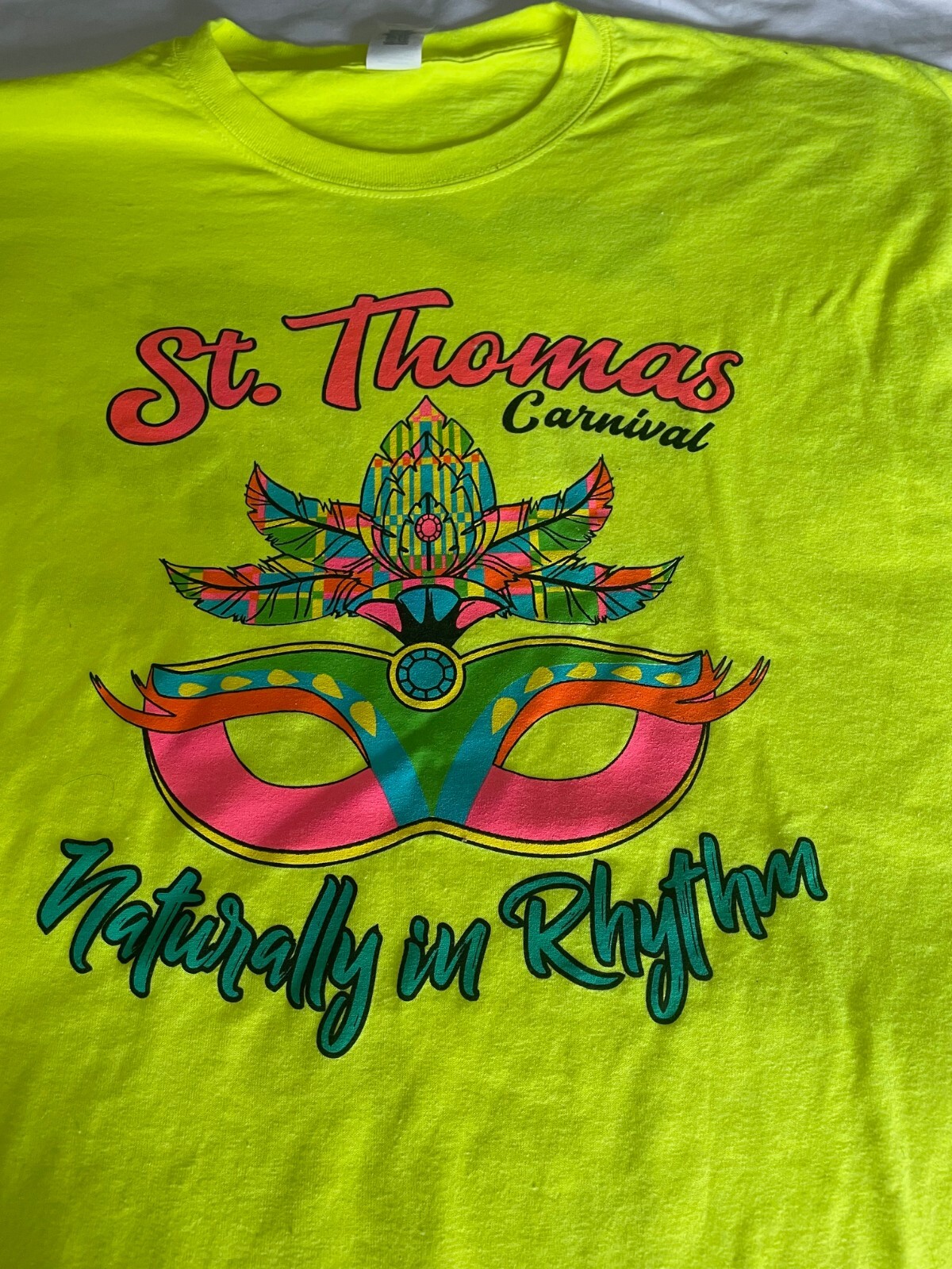 St Thomas Virgin Island Carnival Neon Yellow Short Sleeve T-Shirt 3XL
