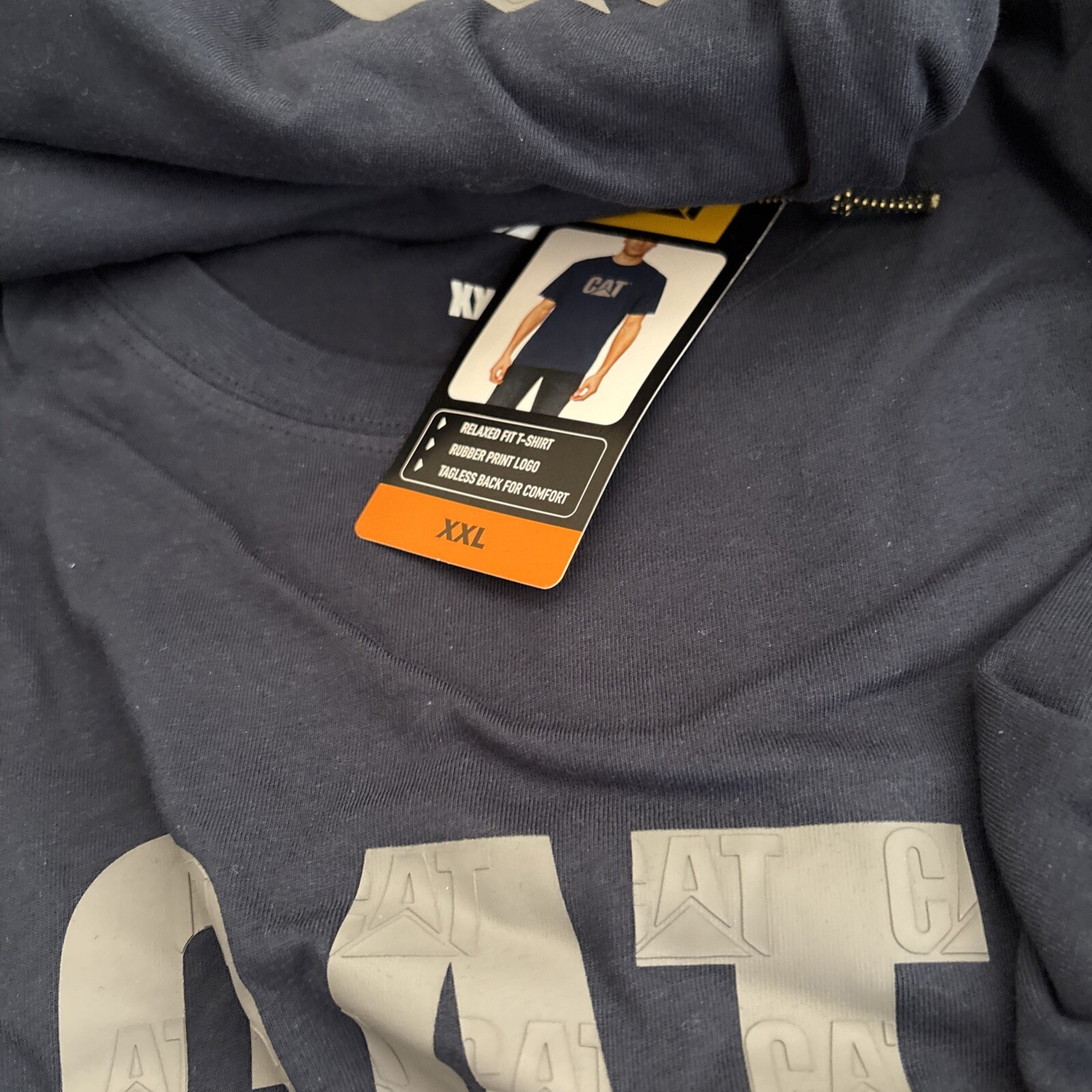 BRAND NEW WITH TAGS CAT Men’s Workwear Relaxed Fit T-Shirt, Gray, Blue. XXL
