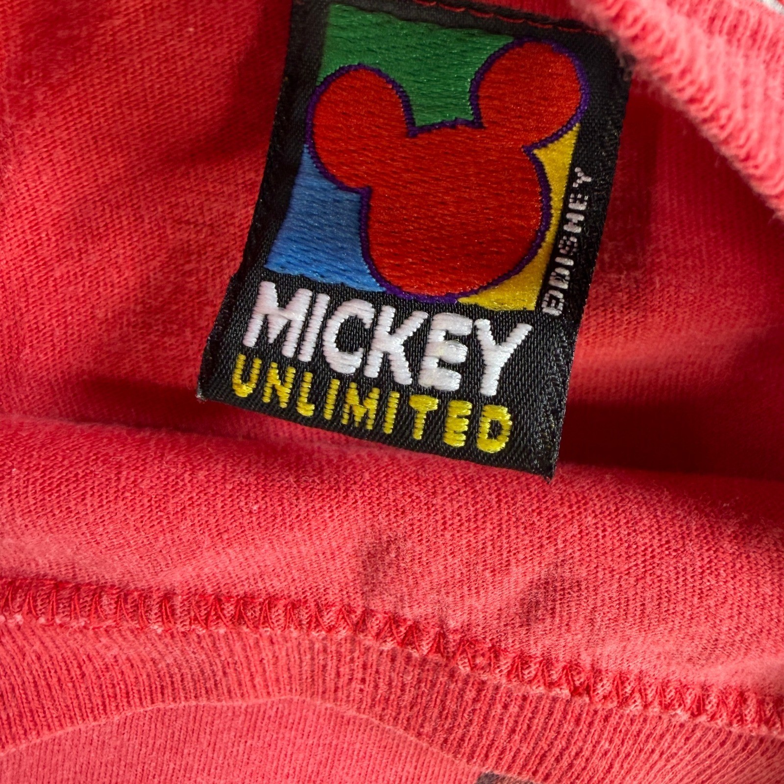 Vintage Disney Pluto T Shirt Large Red Mickey Unlimited Front Back Double Sided