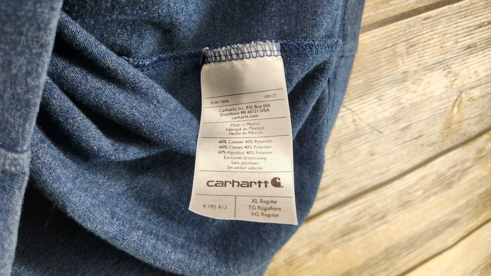 Carhartt Shirt Blue Heather Neon Spell Out Work Wear K195 Cotton Casual Adult XL