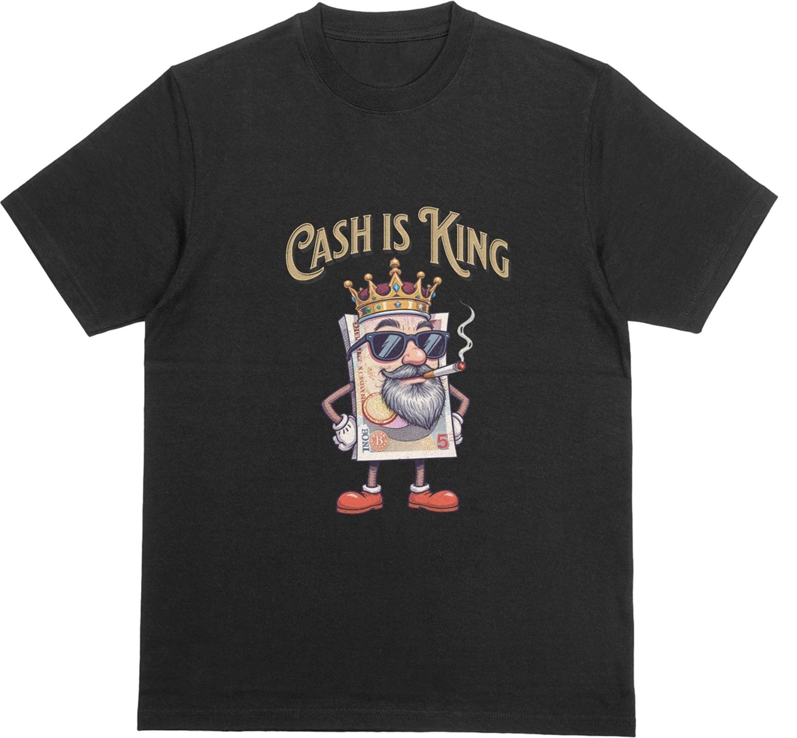 CASH IS KING Funny Cash Lover Tshirt Small Business Joke Cashless System Top