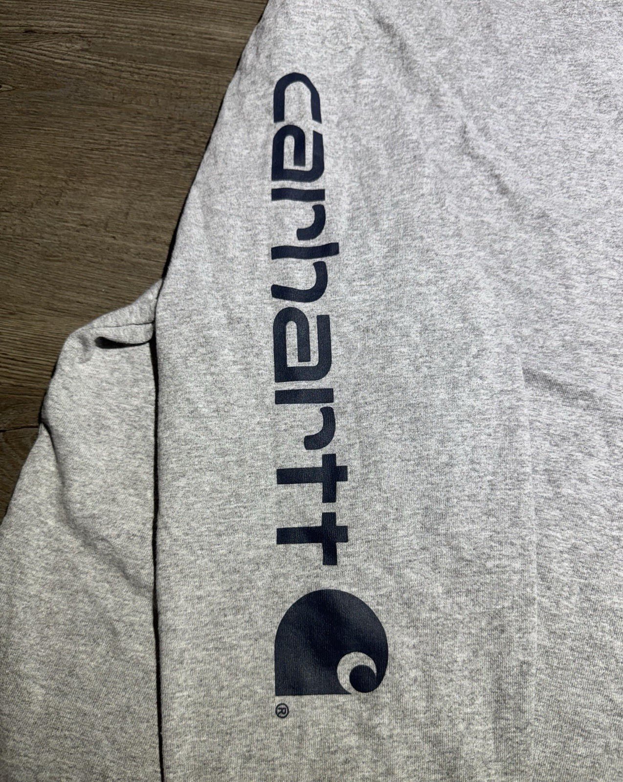 Carhartt K231 Men’s XL Loose Fit Long Sleeve Logo Sleeve T Shirt Heather Gray