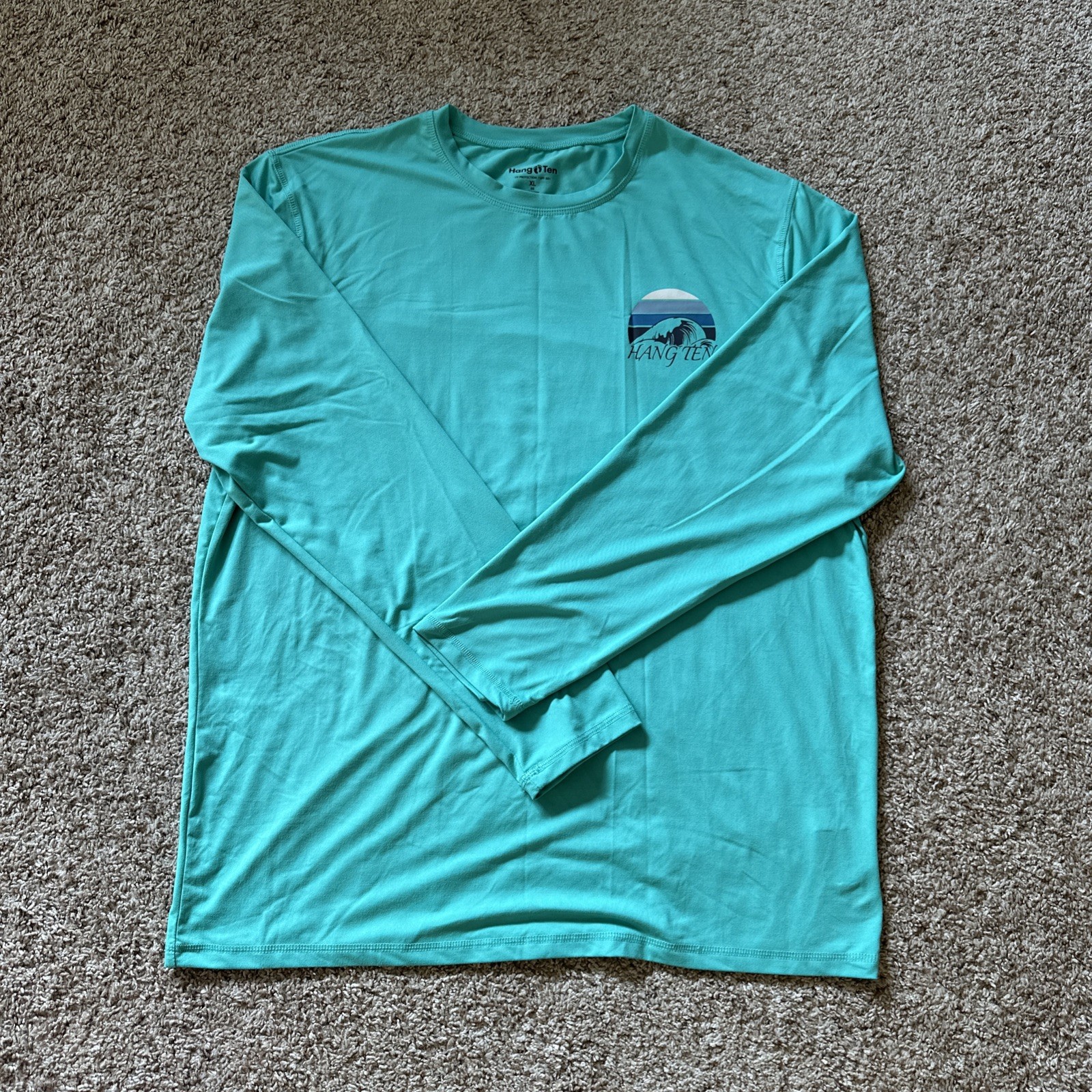 HangTen Rash Guard Men’s XL Green Swim Shirt Long Sleeve Beach UV 50+ Protection