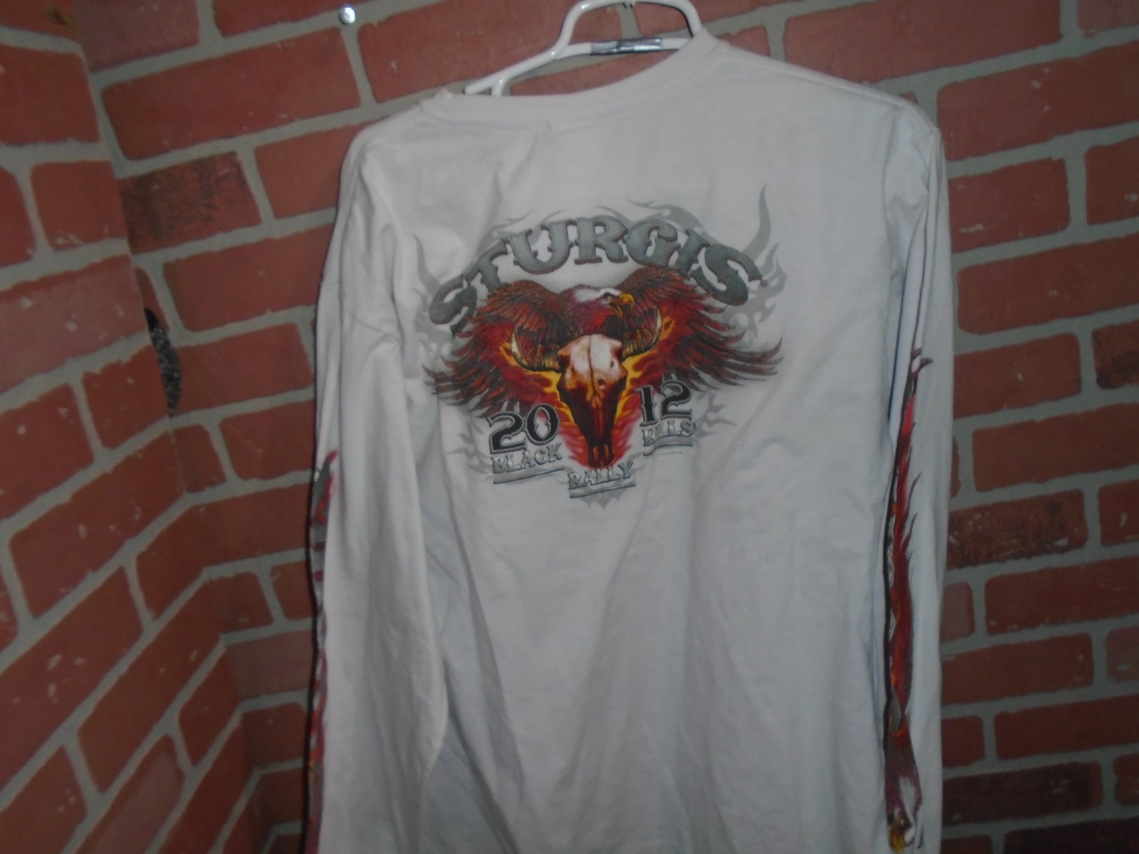 STURGIS BLACK HILLS RALLY VINTAGE 2012 MENS LONGSLEEVE TSHIRT-HAS FLAWS-SEE PICS